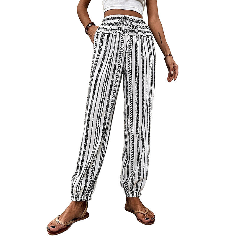 Striped Floral Print Casual Jumpsuit Women