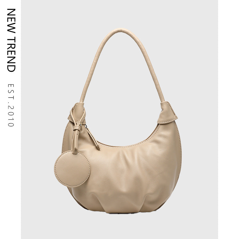 Vegan Leather Portable Underarm Bag Versatile Shoulder Dumpling Bag