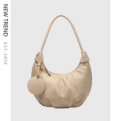 Vegan Leather Portable Underarm Bag Versatile Shoulder Dumpling Bag