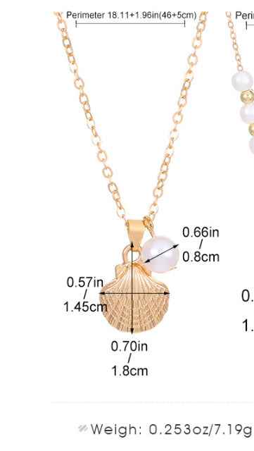 Rhinestone Pearl and Seashell Necklace