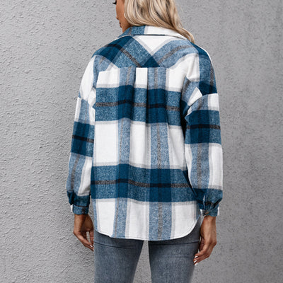 Thick Cashmere Long-sleeved Plaid Top