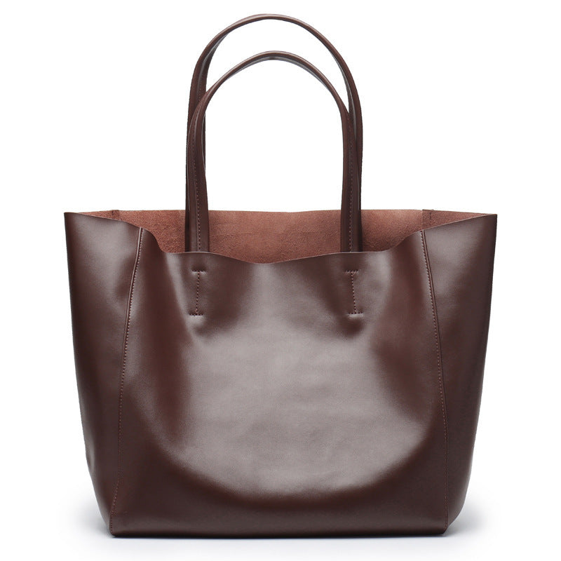 Genuine Leather Large Capacity Shopping Bag Shoulder Bag Tote Bag