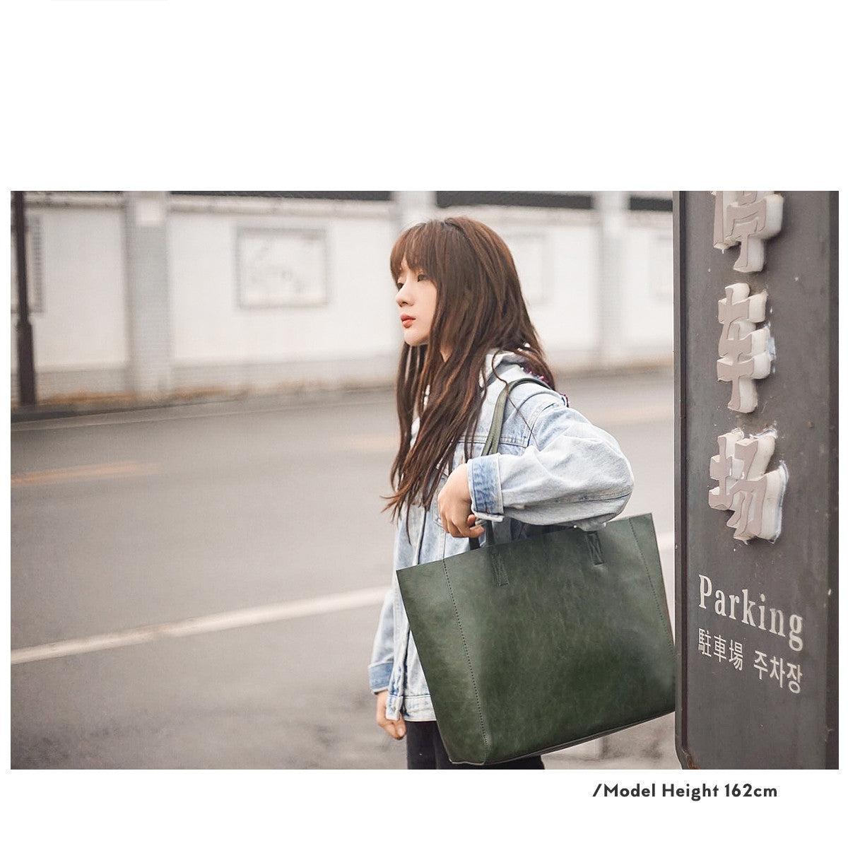 Dark Green Tote Oil Wax Soft Vegan Leather Women's Bag