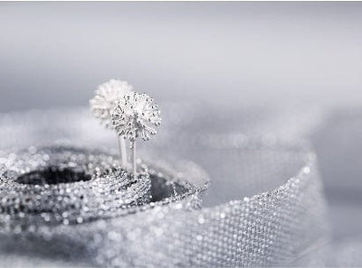 S925 Ear Stud Flower Ear Stud Dandelion Style Ear Stud