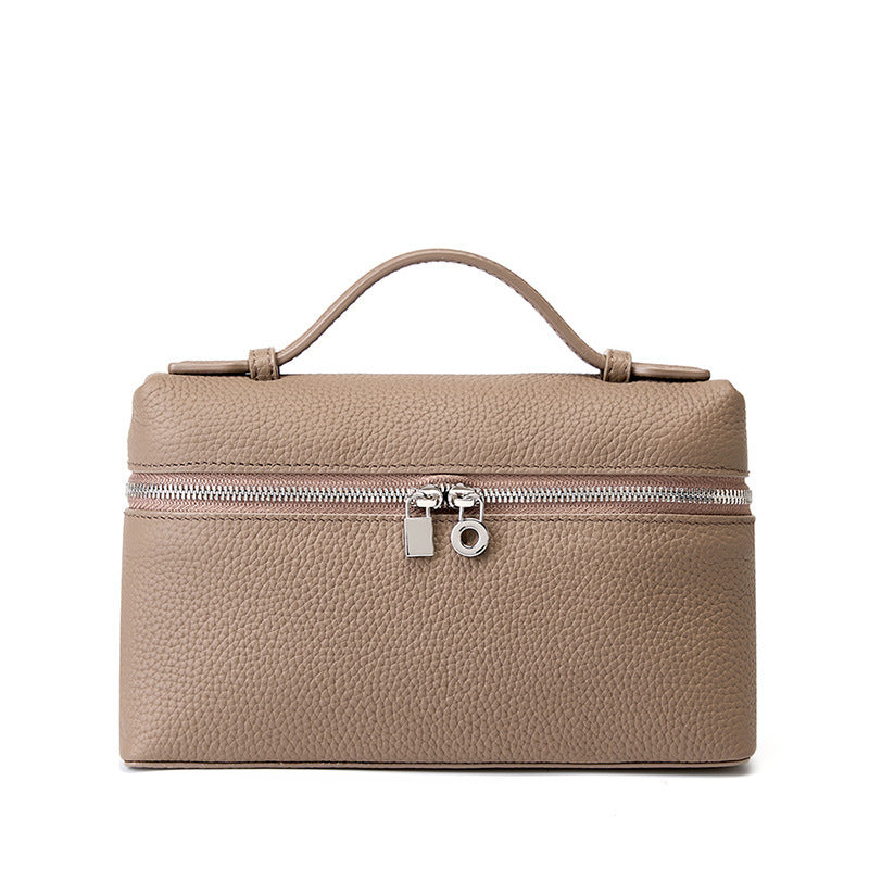 Genuine Leather Portable Box Messenger Bag Crossbody Shoulder Bag Underarm bag