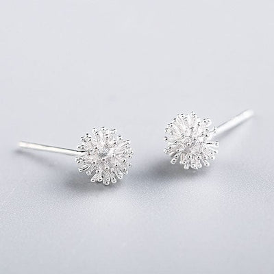 S925 Ear Stud Flower Ear Stud Dandelion Style Ear Stud