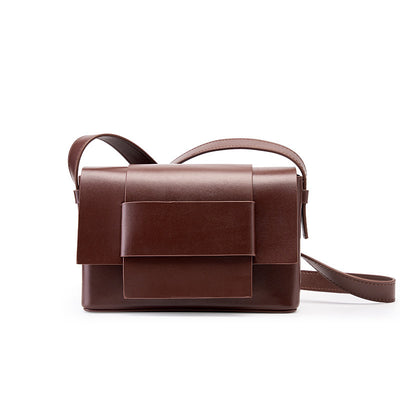 Genuine Soft Leather Woven Small Square Bag Shoulder Bag Crossbody Bag