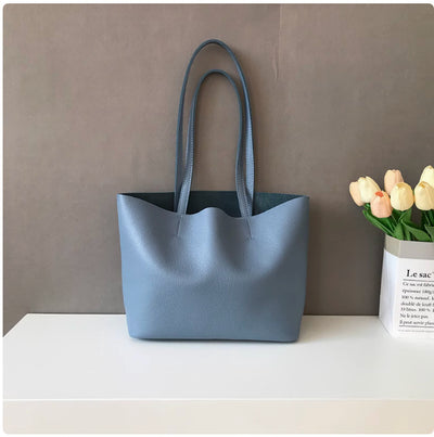 Genuine Leather Lightweight Small Size Tote Bag Shoulder Bag Handbag