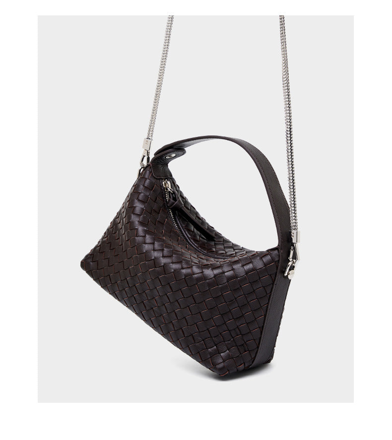 Leather Weave Dumpling Bag - Authentic Leather Tote, Shoulder, Underarm, and Crossbody Bag Authentic Leather Weave Dumpling Bag Tot