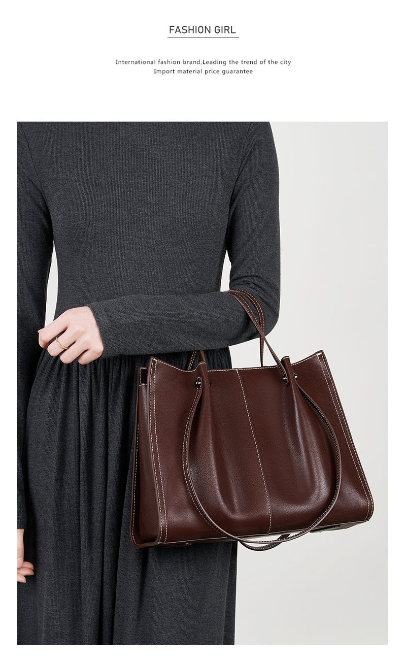 Genuine Leather Large Capacity Shoulder Bag Tote Bag