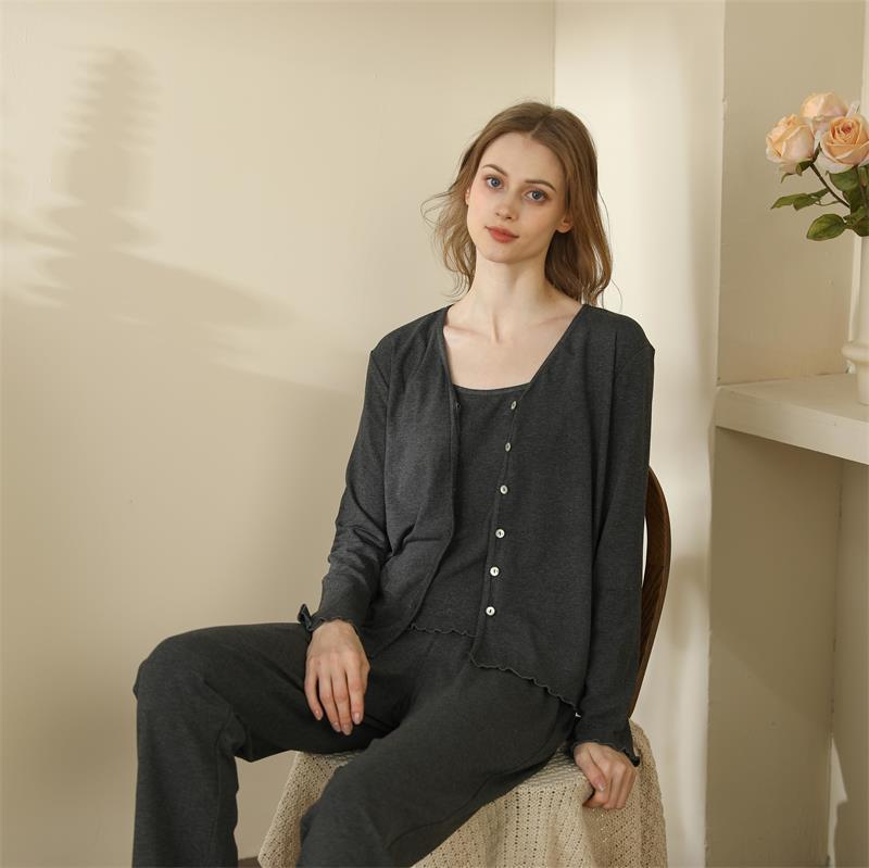 Home Wear  French Style Three-piece Pajamas For Women