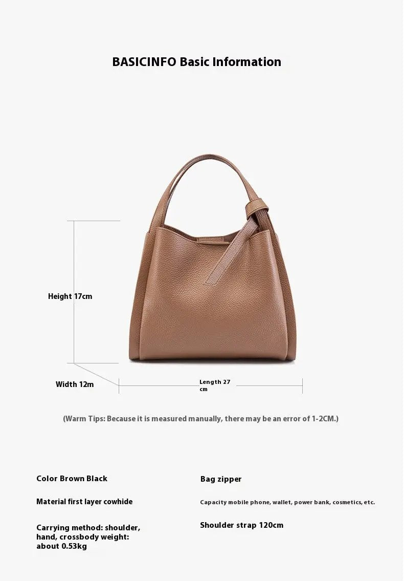 Genuine Leather Crossbody Bag - Stylish Tote and Shoulder Bucket Bag Genuine Leather Crossbody Bag Tote Bag S