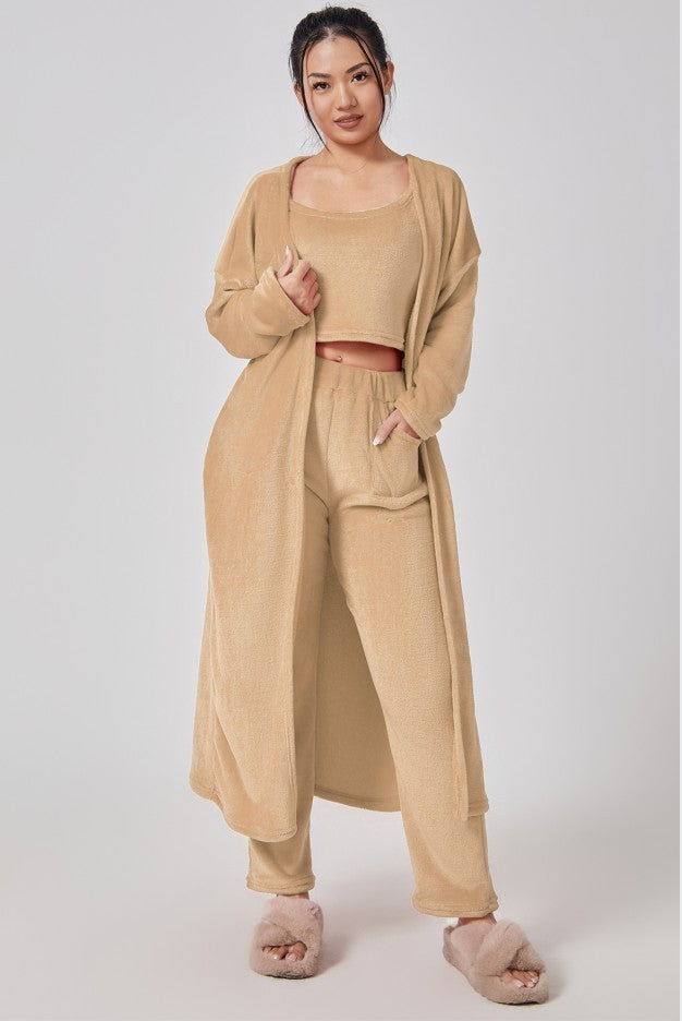 Cozy Pajama Set, 3 Piece Lounge Set For Women