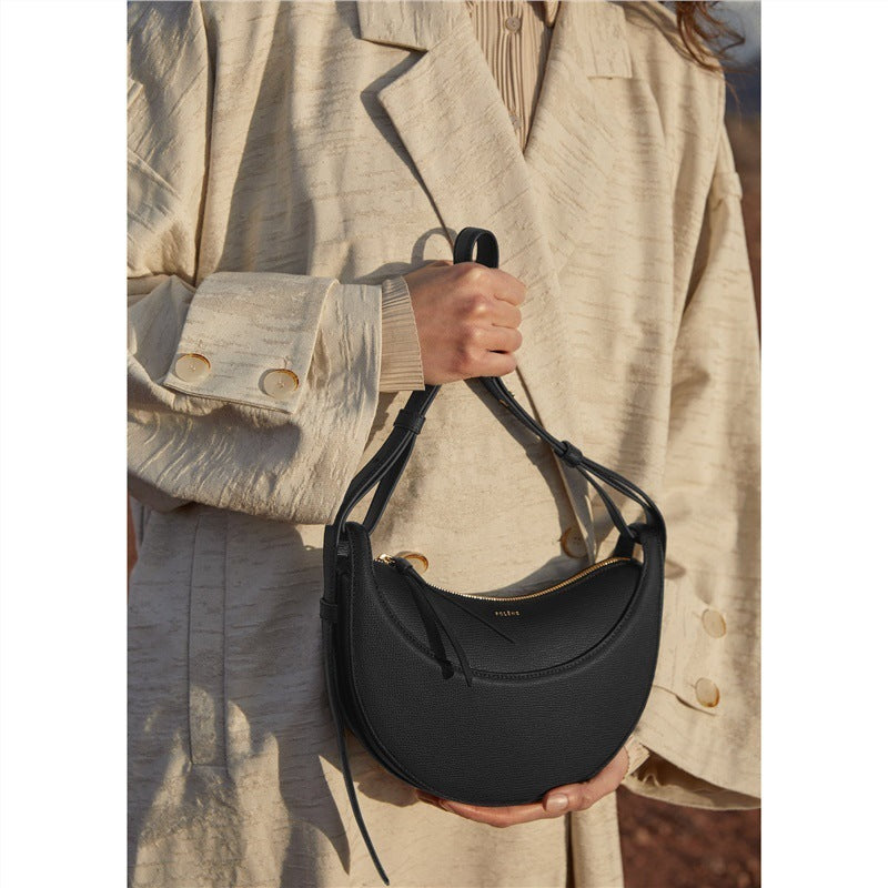 Genuine Leather Bag Tote Bag Crescent Shape Bag