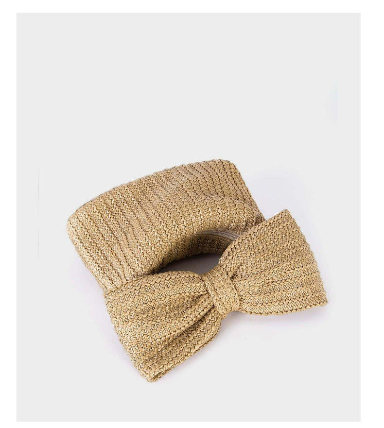 Straw Bag Clutch Tote with Bow Designs - Stylish Handbag Underarm Bag Straw Bag Bow designs Handbag Clutch Und
