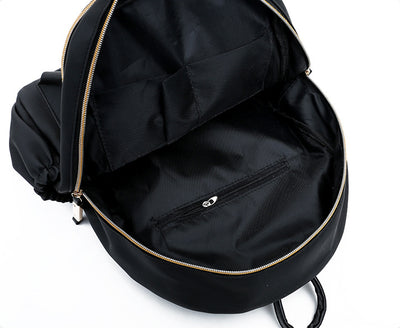 Waterproof Black Nylon Backpack for Women - Lightweight Cloth Backpack Waterproof Backpack Women Black Backpack