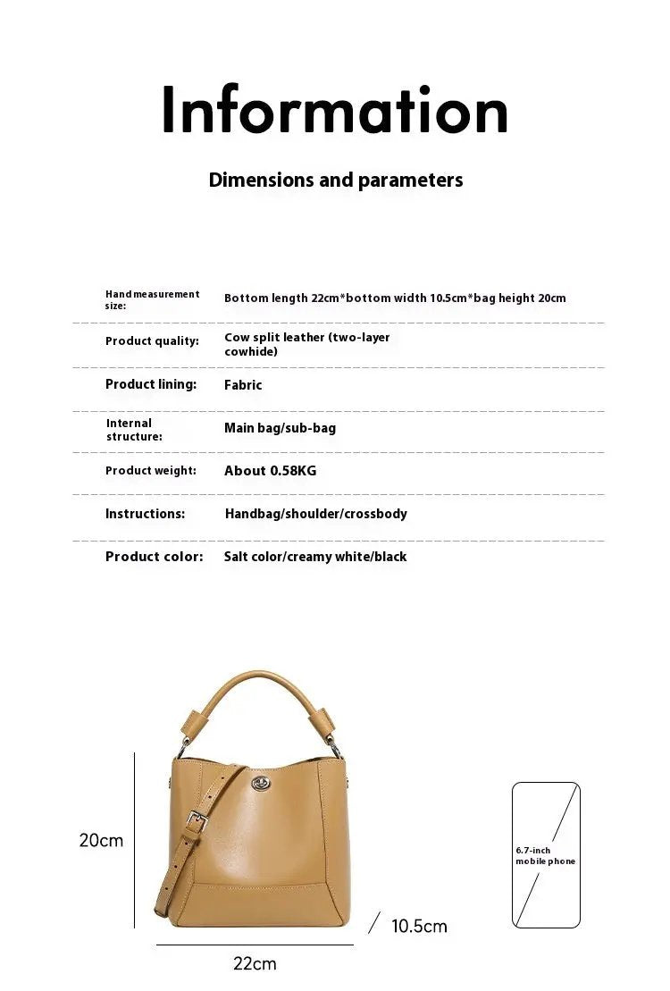genuine leather women's tote bag- Versatile Shoulder & Crossbody Style Genuine Leather Women's Shoulder Tote Ba