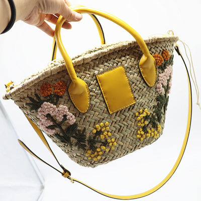 Straw Handbag Single Shoulder Crossbody Straw Bag Underarm Summer Beach Bag
