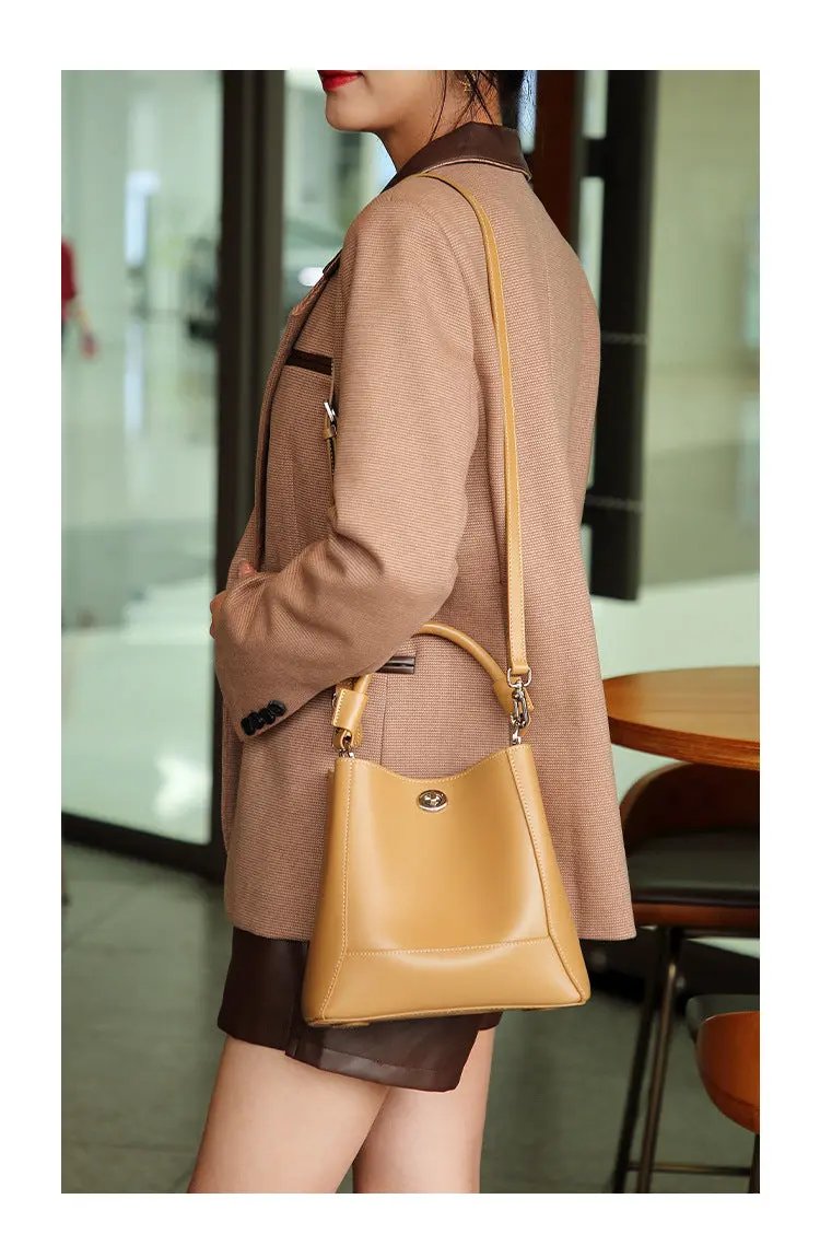 genuine leather women's tote bag- Versatile Shoulder & Crossbody Style Genuine Leather Women's Shoulder Tote Ba