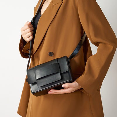 Genuine Soft Leather Woven Small Square Bag Shoulder Bag Crossbody Bag