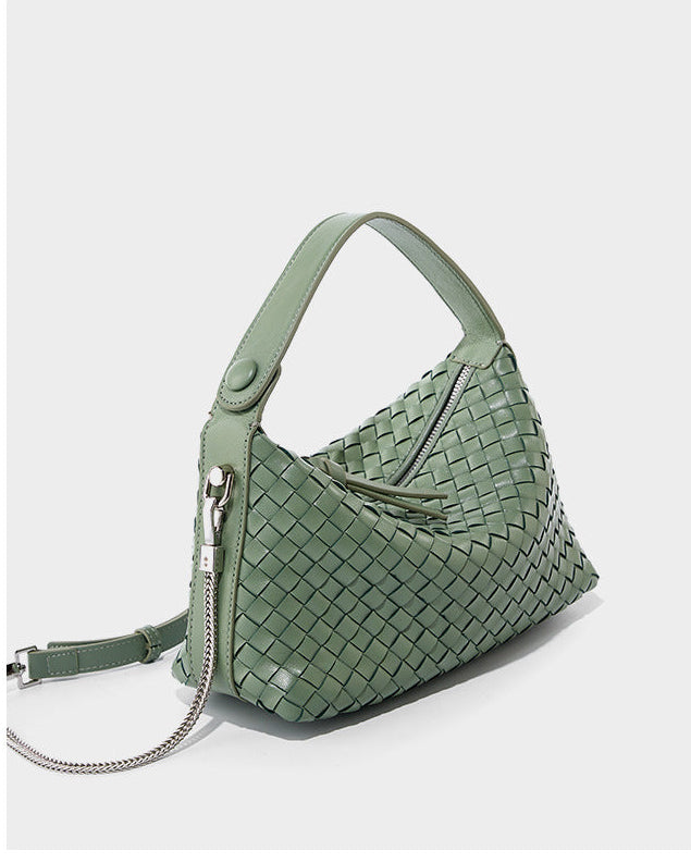 Leather Weave Dumpling Bag - Authentic Leather Tote, Shoulder, Underarm, and Crossbody Bag Authentic Leather Weave Dumpling Bag Tot