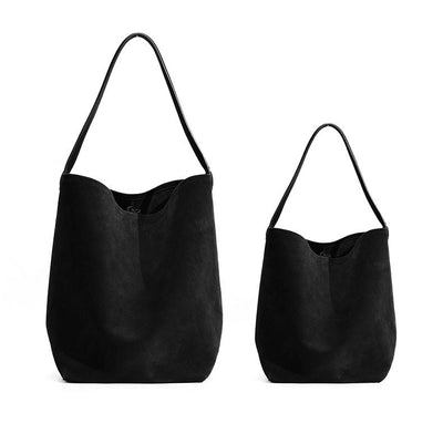 Genuine Leather Tote Bag - Large Capacity Soft Leather Shoulder Bag in Black for Stylish Black Bags Genuine Leather Shoulder Bag