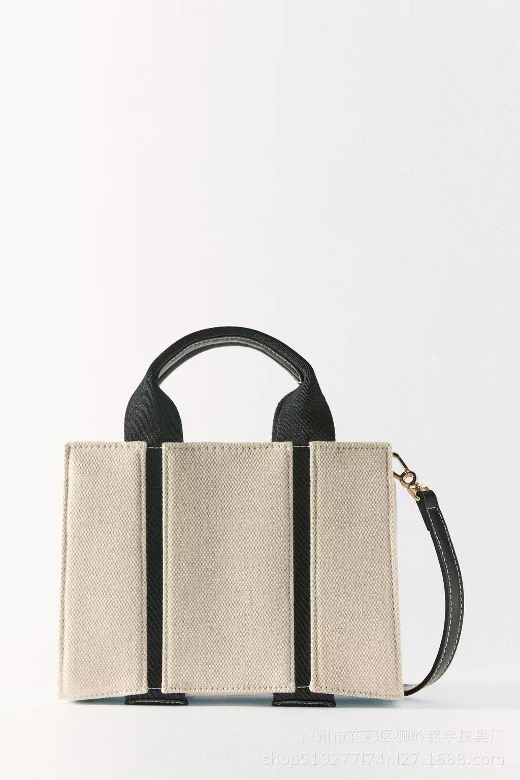 Canvas Stitching Portable Shoulder Messenger Bag Crossbody Tote Bag Underarm