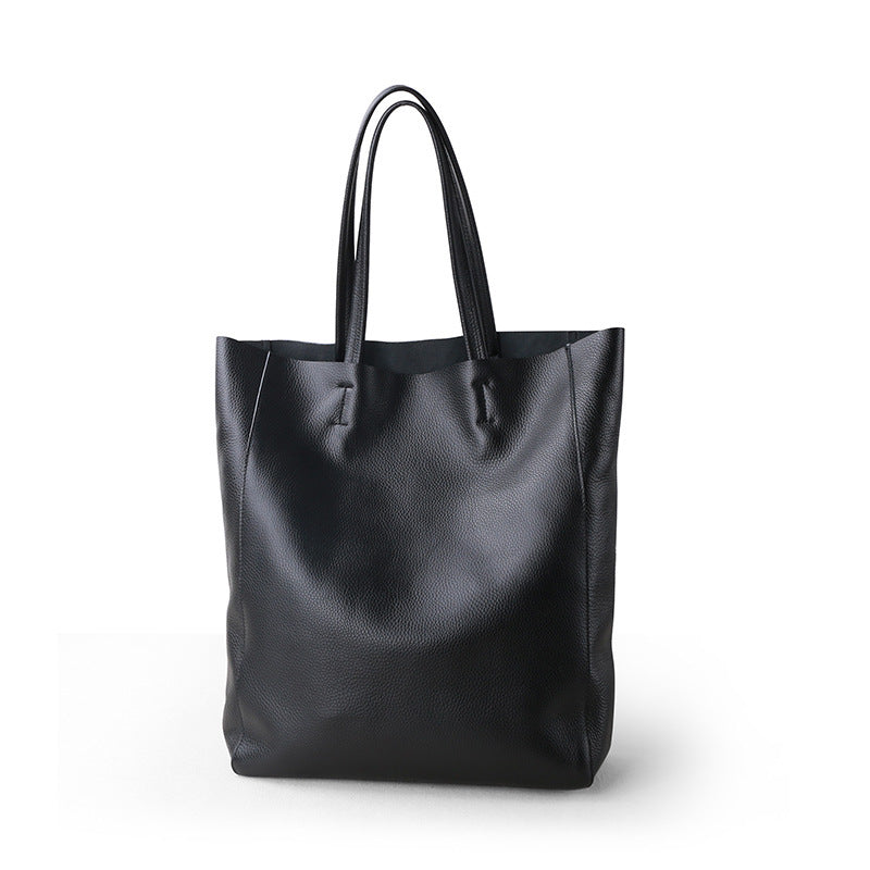 Genuine leather Larger capacity Tote Bag Cowhide Simple Soft Leather