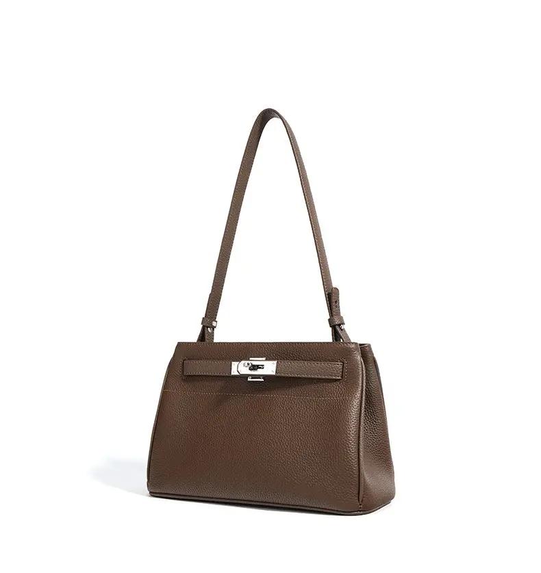 Lock Design Leather Bag - Genuine Leather Shoulder Crossbody Tote Bag Lock Design Leather Bag Genuine Leather Shoulder Bag Crossbody Bag Tote Bag