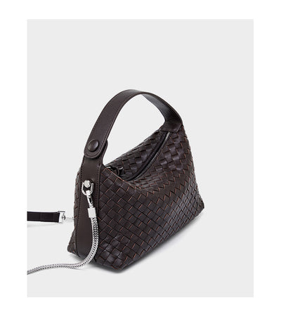 Leather Weave Dumpling Bag - Authentic Leather Tote, Shoulder, Underarm, and Crossbody Bag Authentic Leather Weave Dumpling Bag Tot