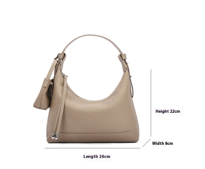 Genuine Leather Shoulder Bag - Minimalist Tote and Crossbody Handbag - Bagbagsitter