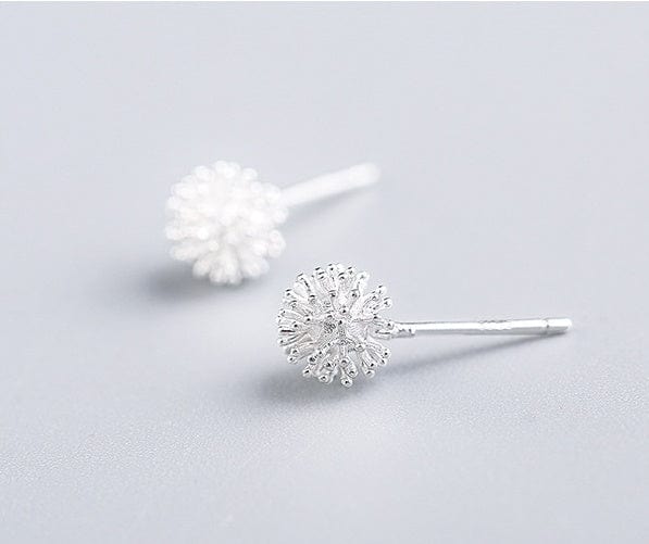 S925 Ear Stud Flower Ear Stud Dandelion Style Ear Stud