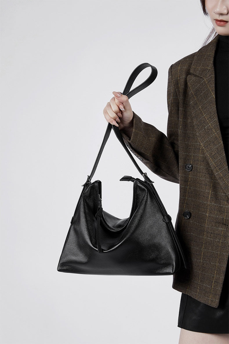 Genuine Leather Shoulder Bag - Versatile Underarm and Messenger Bag 3 in 1 Fashion Women Anti-Theft Backpack