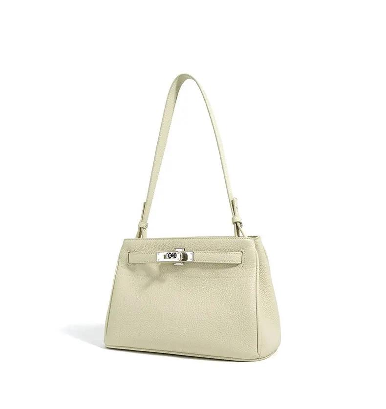 Lock Design Leather Bag - Genuine Leather Shoulder Crossbody Tote Bag Lock Design Leather Bag Genuine Leather Shoulder Bag Crossbody Bag Tote Bag