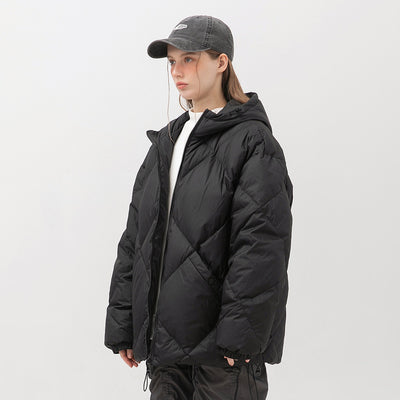 Solid Color Diamond Plaid Quilted 90 White Duck Down Jacket Top