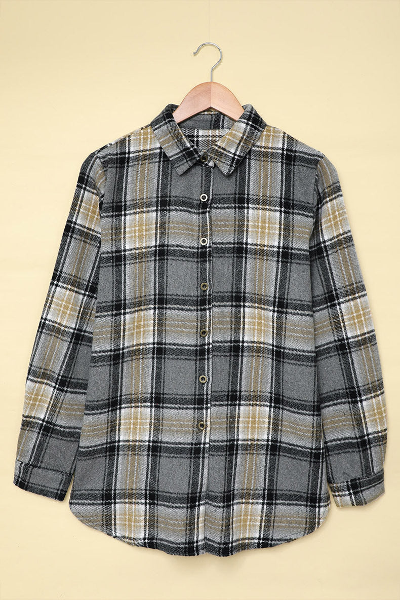 Mid-length Plaid Shirt Women's  Loose Long Sleeve Top