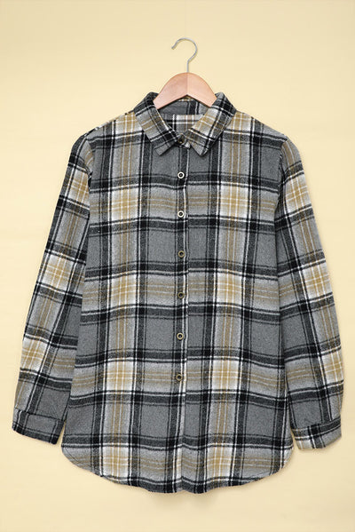 Mid-length Plaid Shirt Women's  Loose Long Sleeve Top