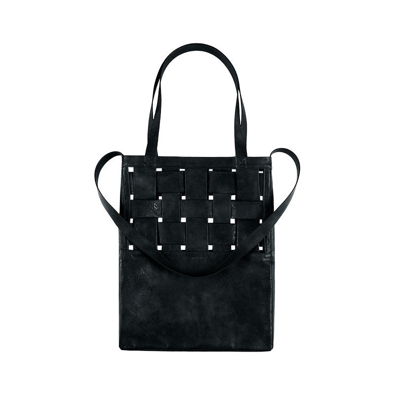 Vegan Leather Woven Structure Crossbody Shoulder Bag Tote Bag