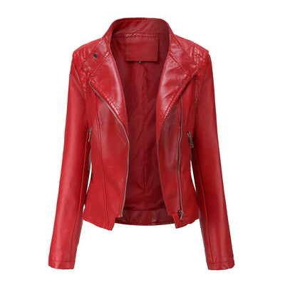 Women Vegan Leather Coat - Slim-fit Leather Jacket for Women - Bagbagsitter