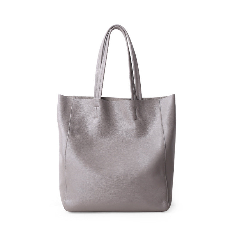 Genuine leather Larger capacity Tote Bag Cowhide Simple Soft Leather