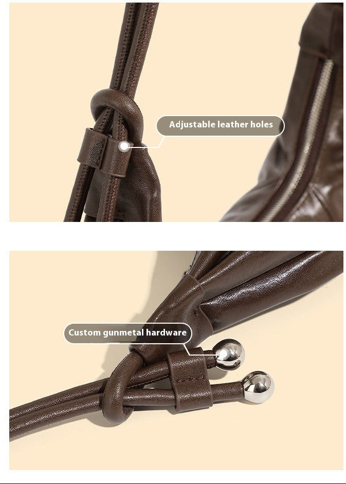 Genuine Leather Croissant Bag | Stylish Shoulder and Crossbody Design 3 in 1 Fashion Women Anti-Theft Backpack