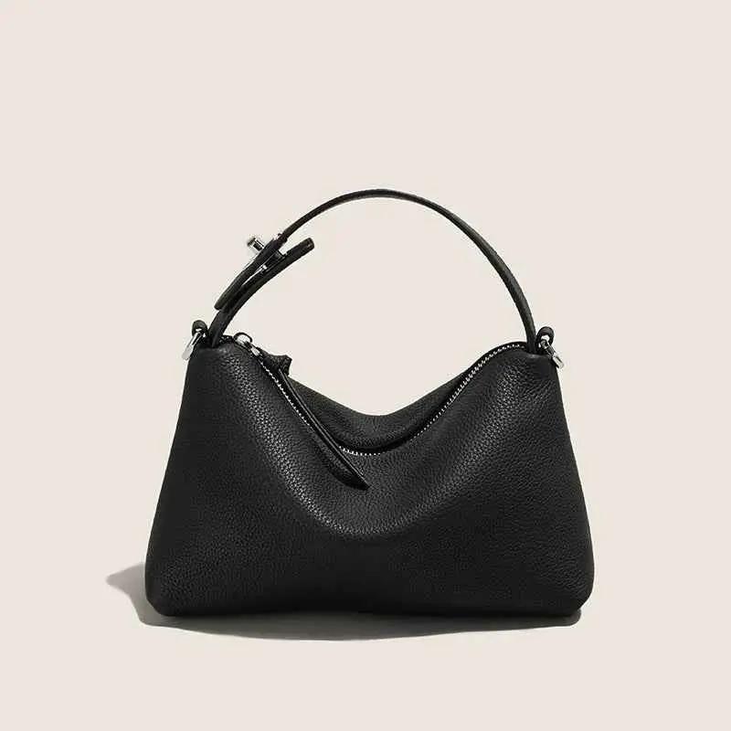 Genuine Leather Shoulder Tote Bag - Stylish Crossbody Design in Black Bags Black Genuine Leather Shoulder Bag Tote Bag C
