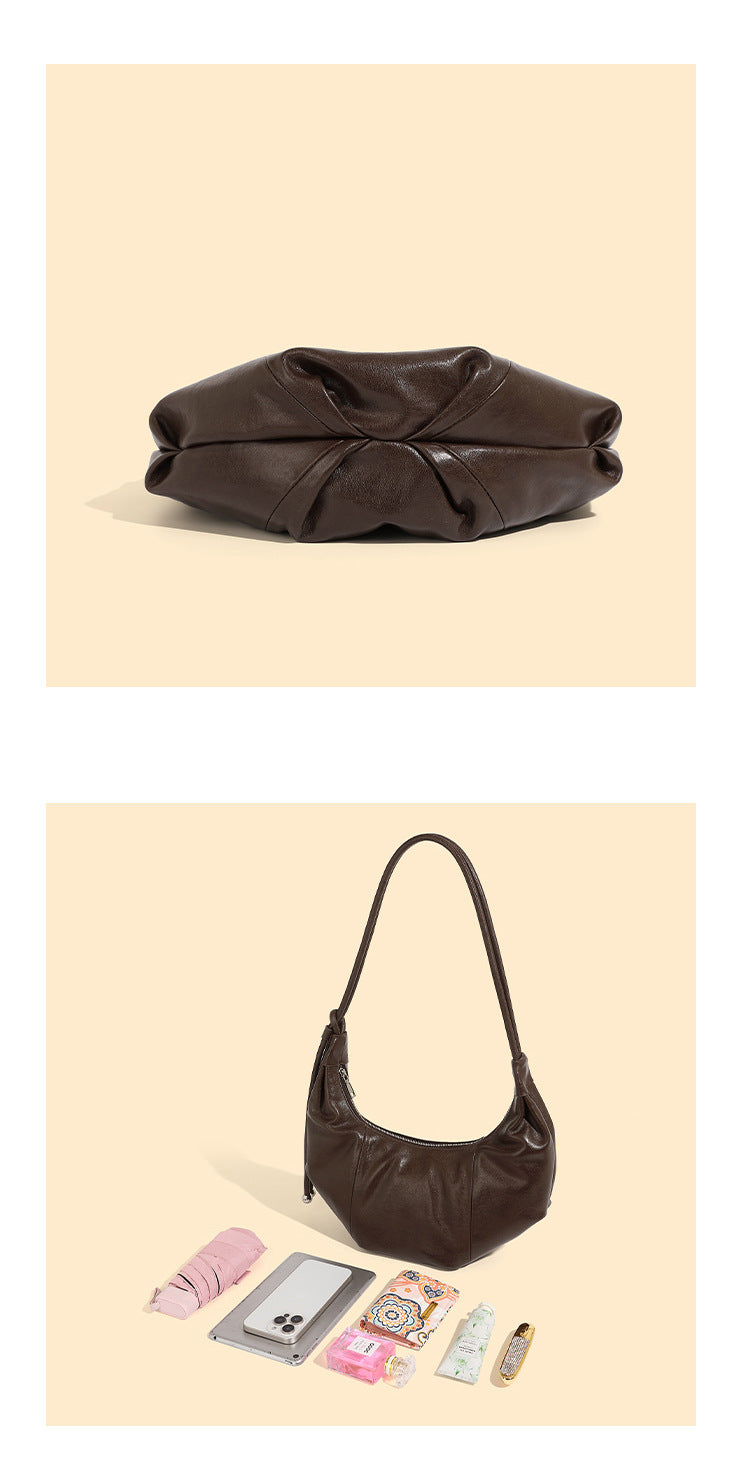 Genuine Leather Croissant Bag | Stylish Shoulder and Crossbody Design 3 in 1 Fashion Women Anti-Theft Backpack