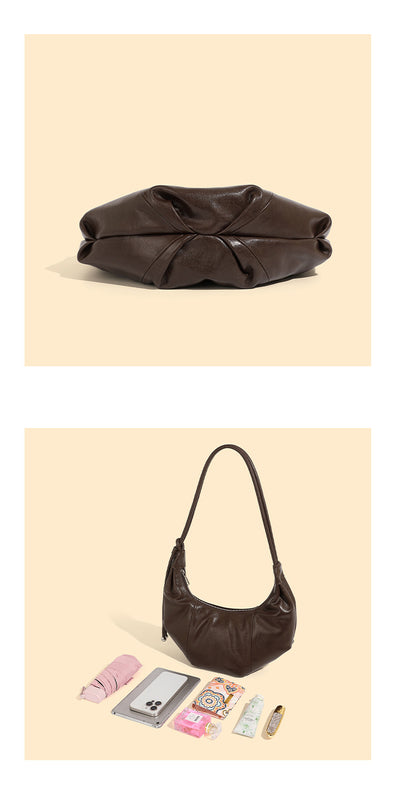 Genuine Leather Croissant Bag | Stylish Shoulder and Crossbody Design 3 in 1 Fashion Women Anti-Theft Backpack