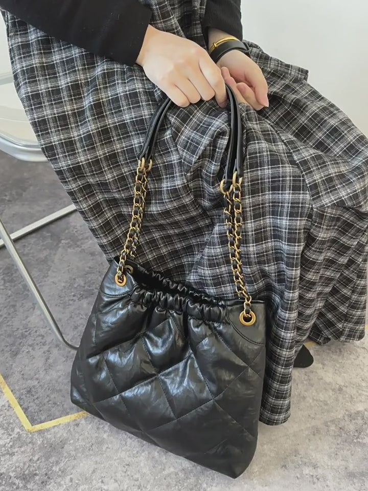 Genuine Leather Garbage Bag Shoulder Design