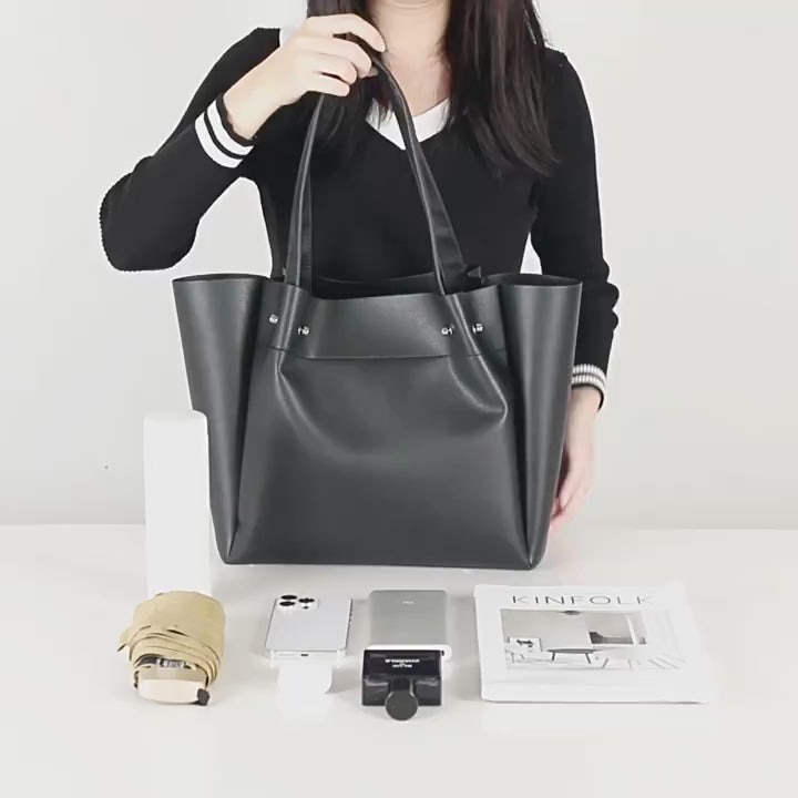 Vegan Leather Shoulder Tote Bag Large Capacity Tote Bag