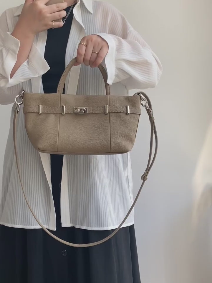 Genuine Leather Black Bags - Versatile Handbag with Lychee Pattern for Tote, Shoulder, and Crossbody Use