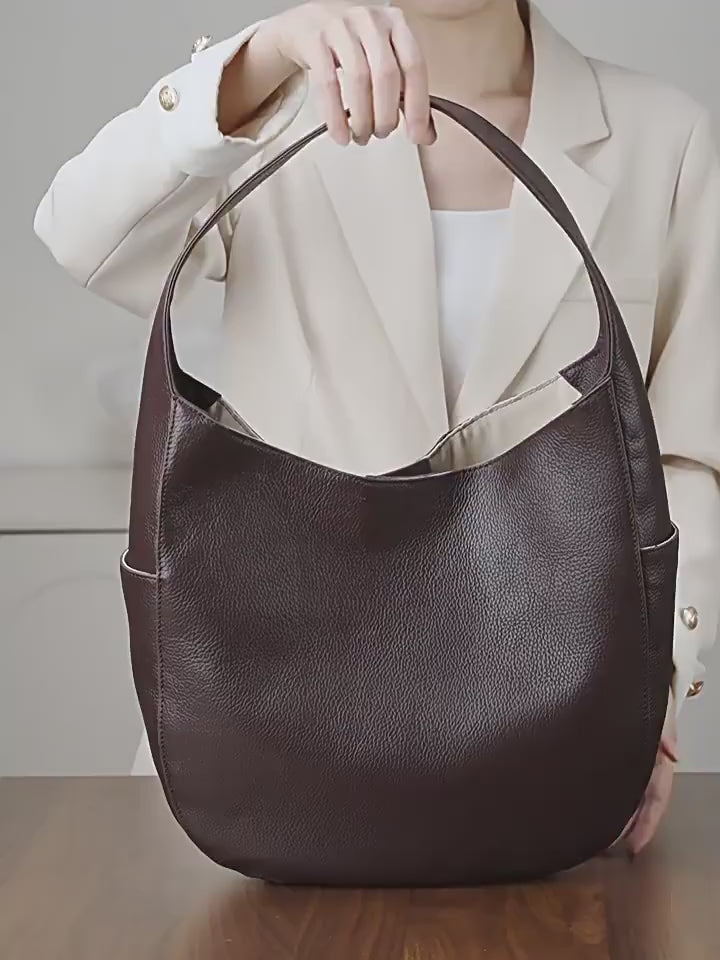 Genuine Leather Shoulder Bag with Larger Capacity