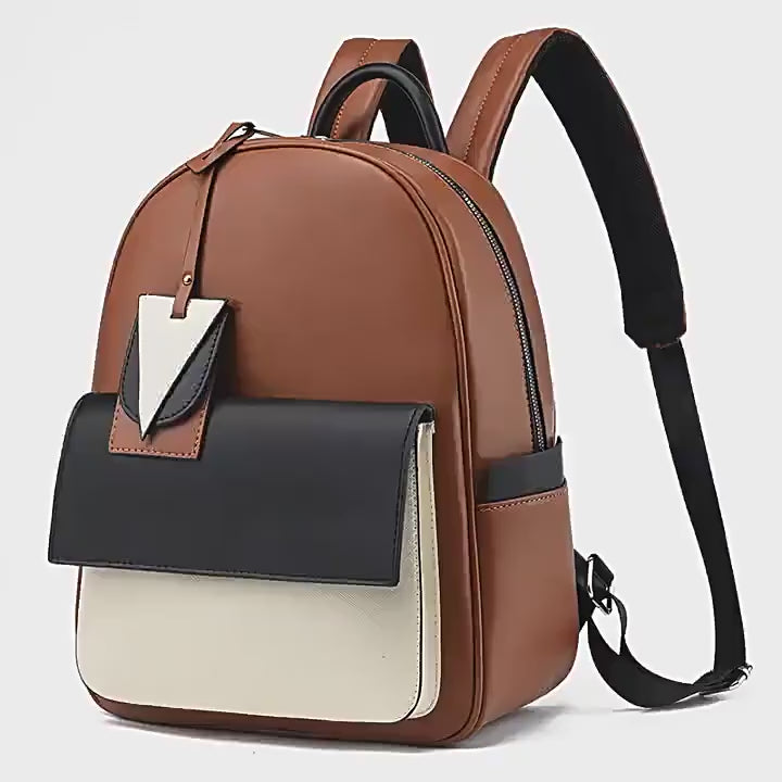 Vegan Leather Laptop Backpack - Large Capacity Stitching Style