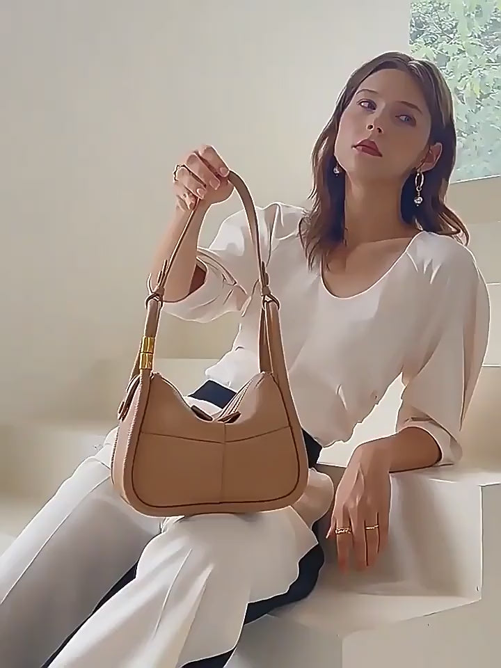 Genuine Leather Tote Bag - Versatile Shoulder and Underarm Bag